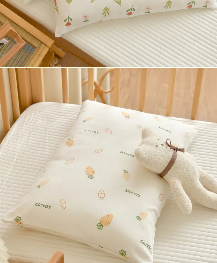 Almohada transpirable de algodón con dibujos animados para bebés y niños, almohada para recién nacidos, almohada para siesta para jardín de infantes, adecuada para uso diario, 30x50cm