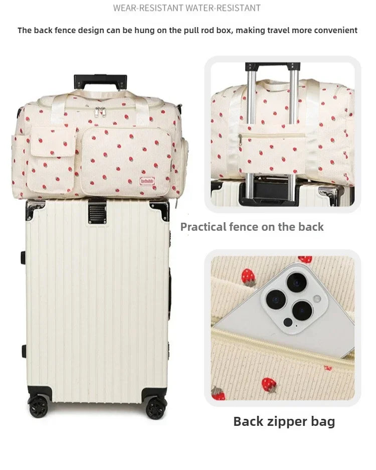 Bolsa de viaje de pana, bolsa de viaje de gran capacidad con compartimento para zapatos, bolsas deportivas para Fitness para mujer, bolsas de lona