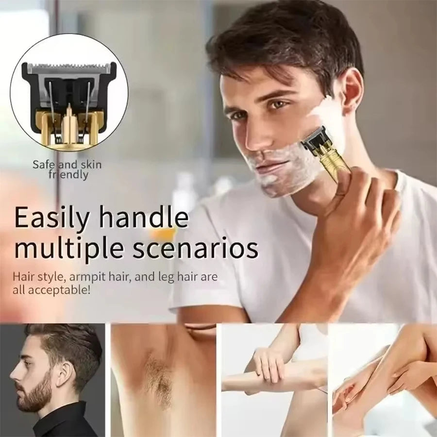 Afeitadora masculina eléctrica - resistente al agua, cableada, seca / húmeda, incluyendo múltiples accesorios y cepillos de limpieza, mini afeitadora portátil, adecuada para peluqueros novatos o profesionales