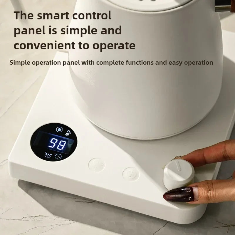 Tetera eléctrica con cuello de cisne de 1000W, cafetera de acero inoxidable 304 de 1000ml, pantalla LED de temperatura inteligente para café y té