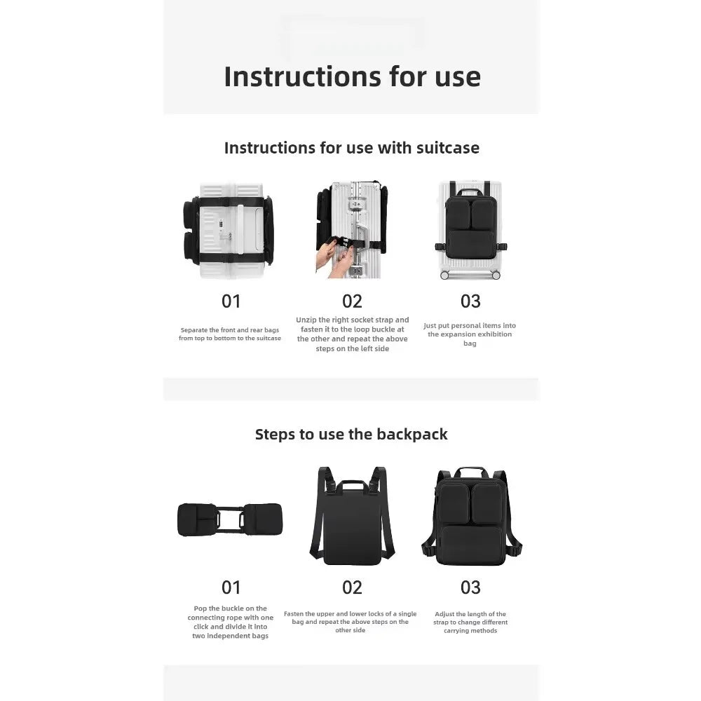 Estuche de embarque de gran capacidad, bolsa colgante, Maleta multifuncional de capacidad extendida, bolsa adicional, bolsa de almacenamiento de viaje extraíble