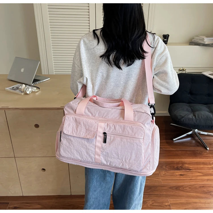 Bolsas de viaje Oxford con cremallera a la moda, bolsos sencillos de gran capacidad para mujer, gran oferta 20220, bolsas de viaje portátiles con hilo de coser