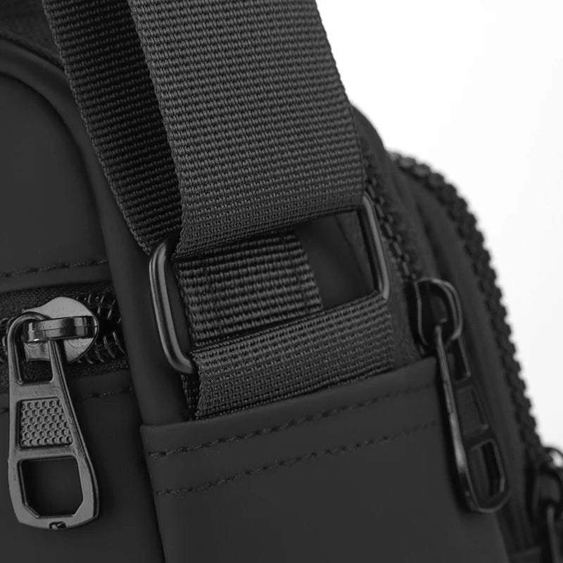 Bolso Bandolera de Lona de Alta Calidad para Hombre, Deportivo, Multibolsillos, con Compartimento para Teléfono, Casual de Negocios, Pequeño, con Cierre