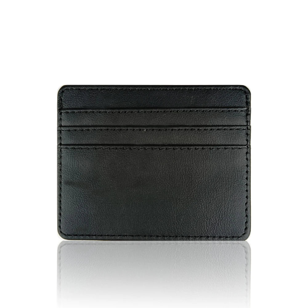 Mini billetera de cuero ultrafina, tarjetero bancario delgado, funda de identificación pequeña de negocios para hombre, monedero para mujer, tarjetero con 4 ranuras