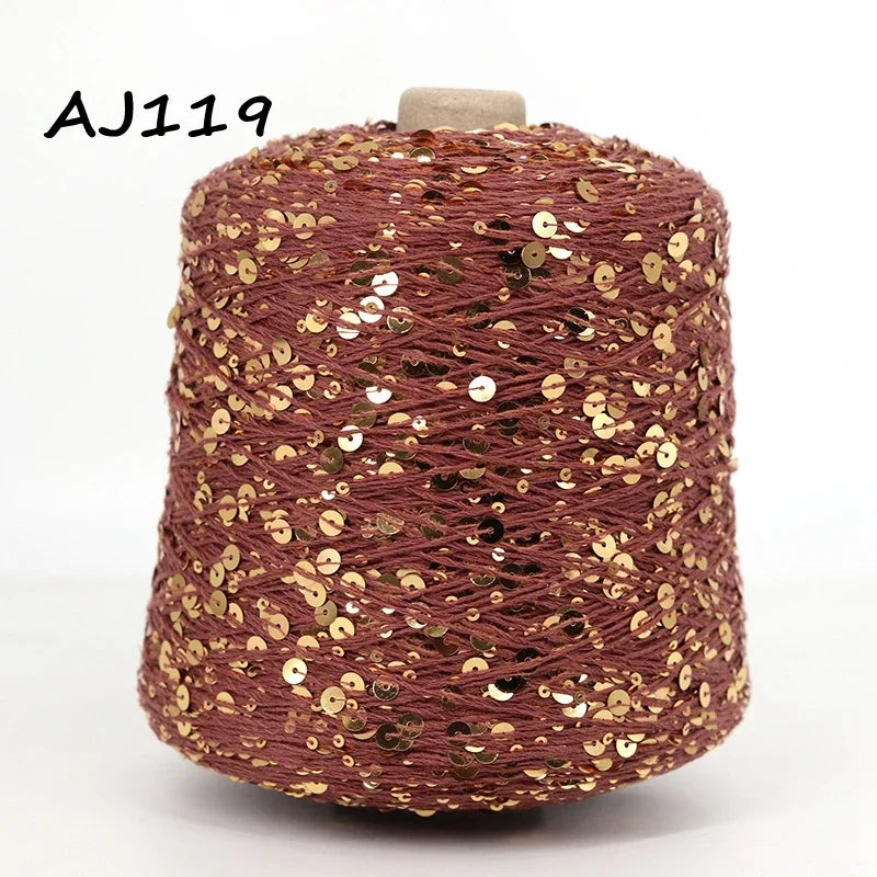 Cooamuu-Hilo de lentejuelas de algodón de lujo, hilo para tejer a mano, 500G/bobina, 3MM + 6MM, accesorios de lentejuelas