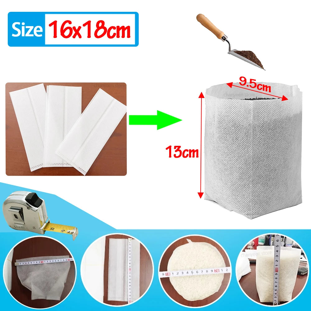 Bolsa de vivero biodegradable, bolsas de cultivo de plantas, semillas de tela no tejida para sembrar macetas para el hogar, accesorios de jardín, herramientas, 100-500 Uds.