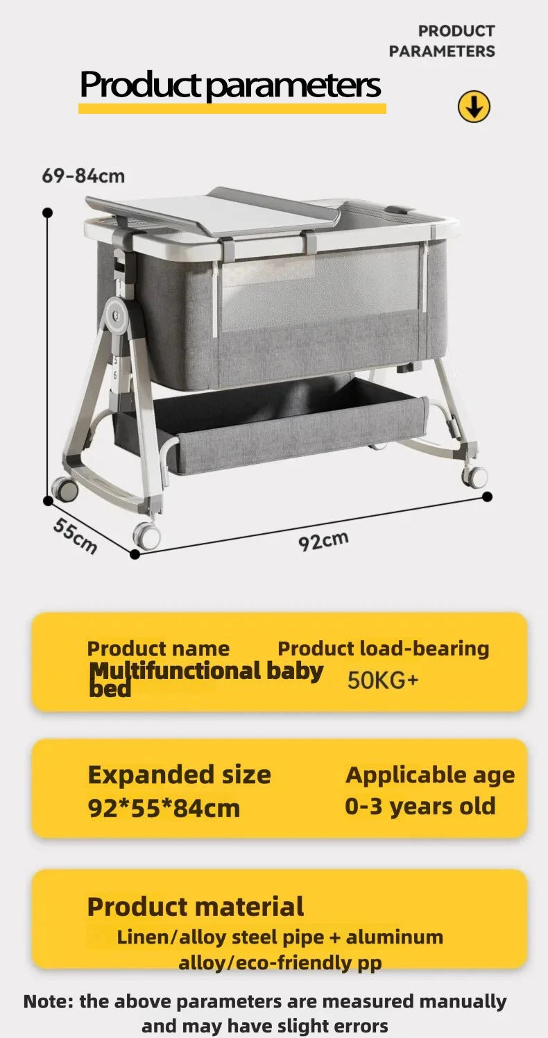 Cuna Multifuncional Segura para Bebés, Plegable, con Función de Balanceo, para Colocar Junto a la Cama, Portátil, para Recién Nacidos, para una Vida Familiar Más Sencilla