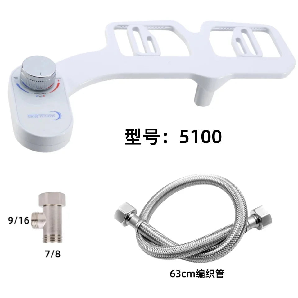 Asiento de inodoro inteligente no eléctrico con bidé ginecológico de doble pulverización de enfriamiento único bidé con boquilla totalmente oculta