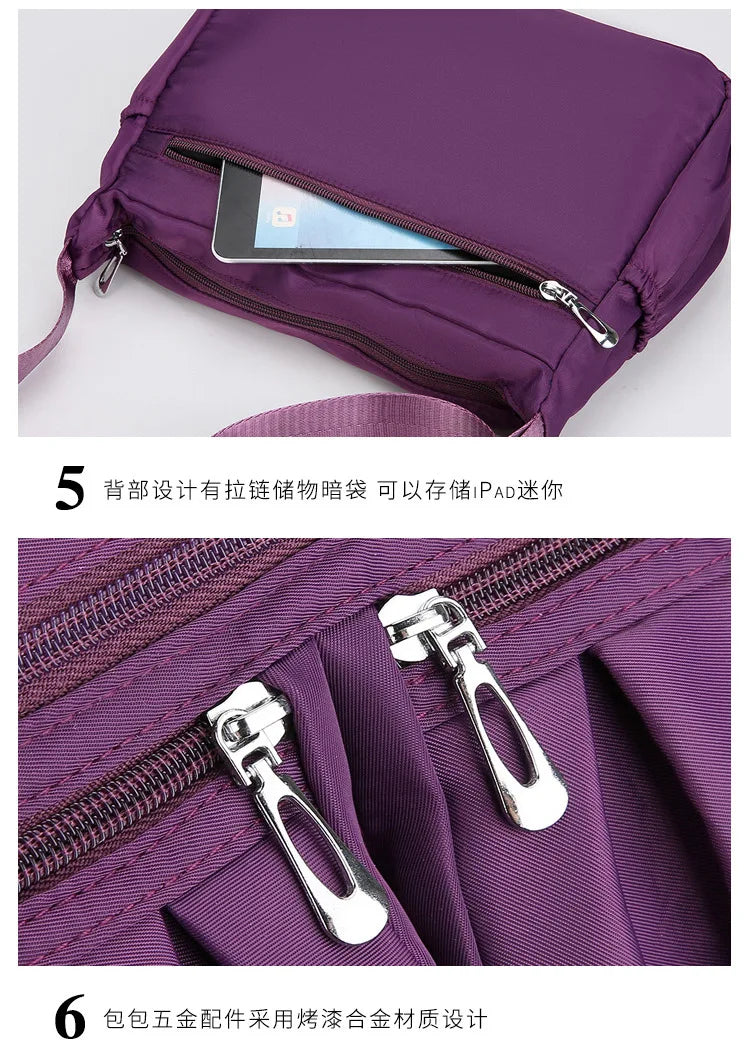 Bolso cruzado de nailon para mujer, bolso de hombro de gran capacidad, bolso femenino con múltiples bolsillos, bolso de compras de viaje para mujer, bolso de ocio