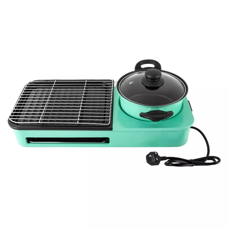 Parrillas eléctricas multifuncionales, sin humo 3 en 1, olla caliente para barbacoa de estilo coreano, máquina de cocina múltiple, bandeja para hornear eléctrica antiadherente
