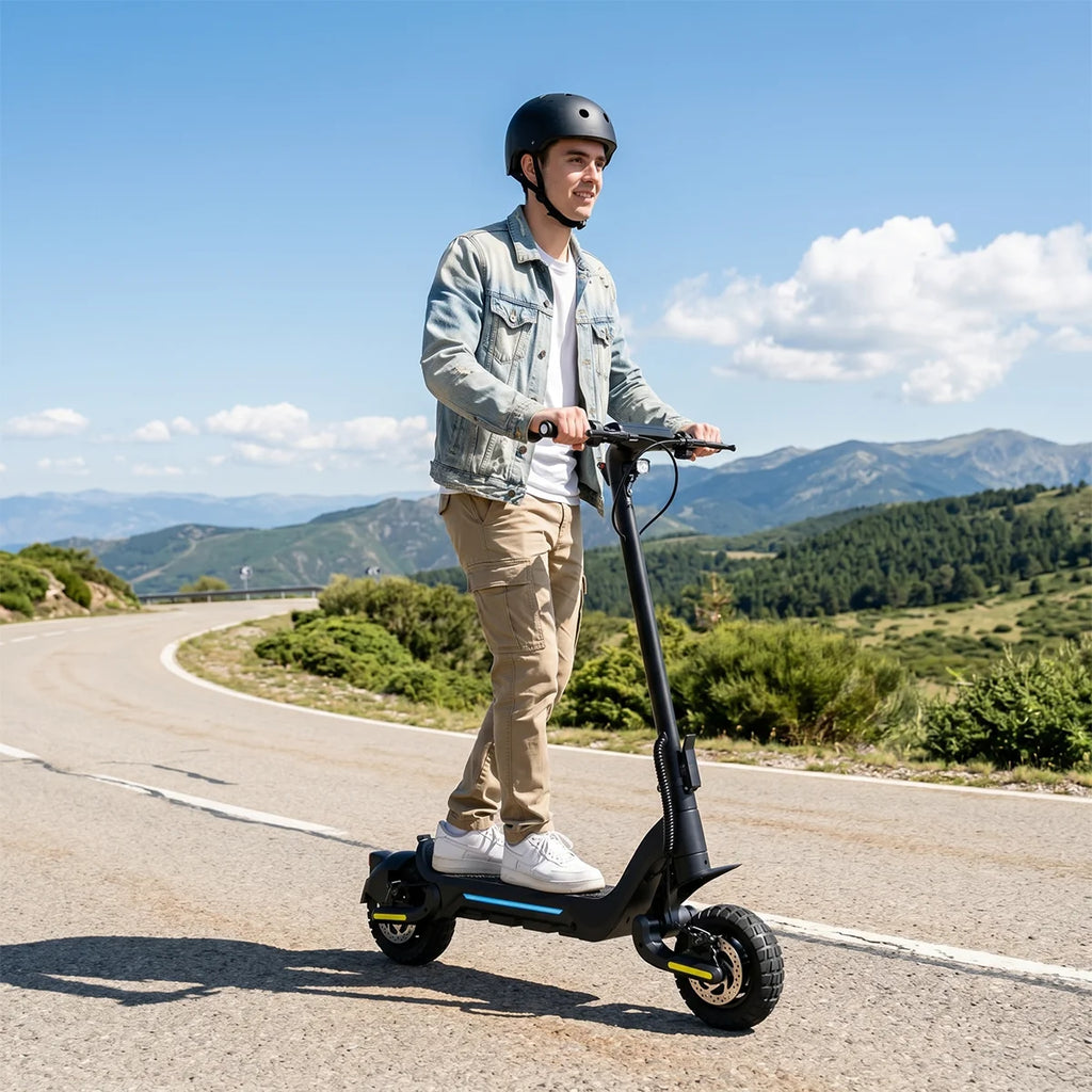 Patinetes eléctricos para adultos TODIMART X5S con motor dual de 490W, batería de 48V 18.2Ah, neumáticos todoterreno, desbloqueo inteligente por APP.