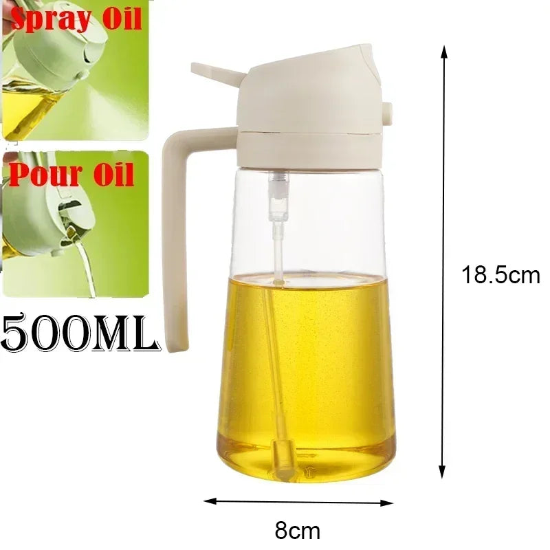 Botella pulverizadora de aceite en aerosol de plástico 2 en 1, 500ml, dispensador de aceite en aerosol, tarro de aceite, vinagrera, barbacoa, cocina, hornear, asar, Picnic, herramienta de cocina
