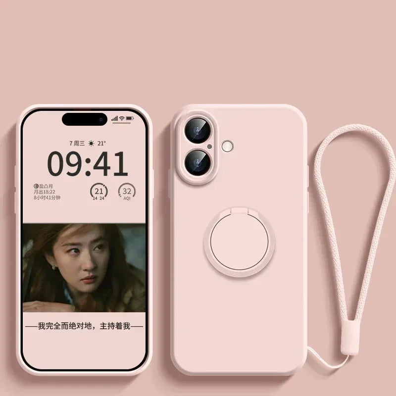 Funda Magnética con Anillo de Silicona Líquida para iPhone 17 Air 16E 15 14 13 12 11 Pro Max Plus, Antigolpes, Protectora y Suave