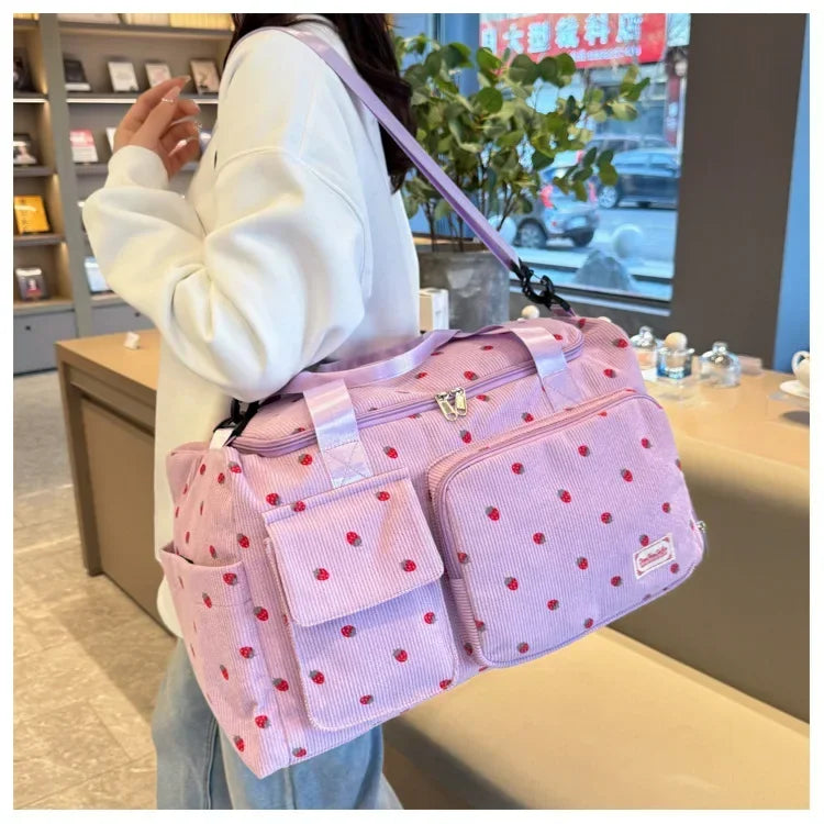 Bolsa de viaje de pana, bolsa de viaje de gran capacidad con compartimento para zapatos, bolsas deportivas para Fitness para mujer, bolsas de lona
