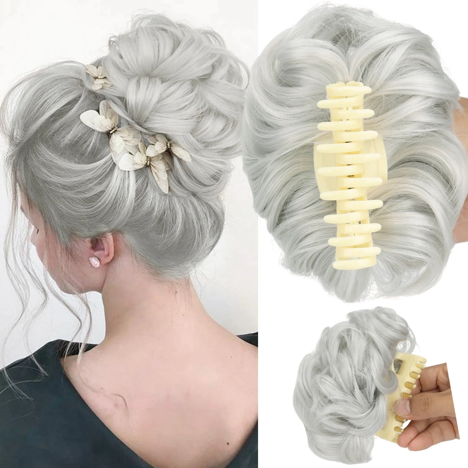 Extensiones de Cabello Sintético con Clip, Moño Despeinado, Postizo Rizado para Mujer, Uso Diario y Fiestas, Varios Colores Disponibles
