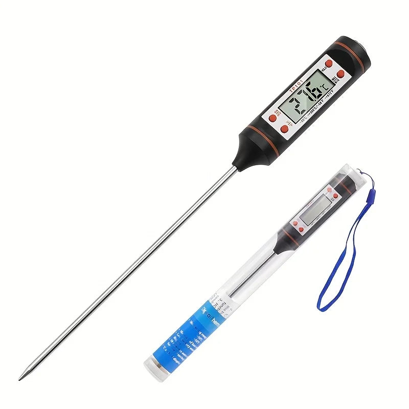 Termómetro digital para carne con sonda para barbacoa para cocinar alimentos, para agua, leche, aceite, horno, medición de temperatura, digital con precisión de 0,1