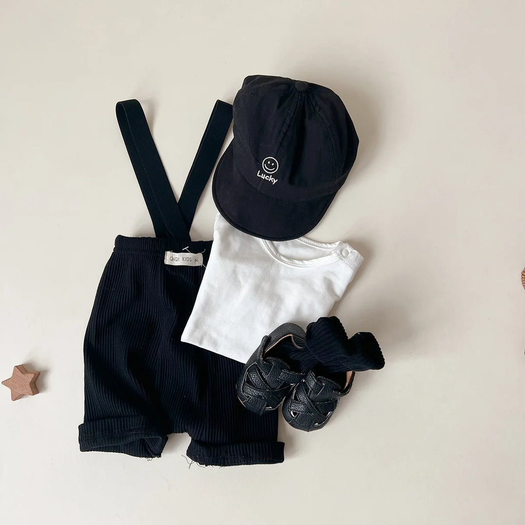 Conjunto de ropa UNITIM coreano de verano para bebés, camisetas de manga corta de algodón con tirantes, pantalones cortos finos, trajes para niños pequeños, 2 uds.