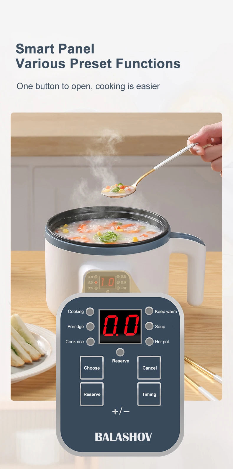 Olla arrocera eléctrica de 1,7 l, doble capa, 220V, multicocina antiadherente, multicocina mecánica inteligente, olla de arroz al vapor para el hogar