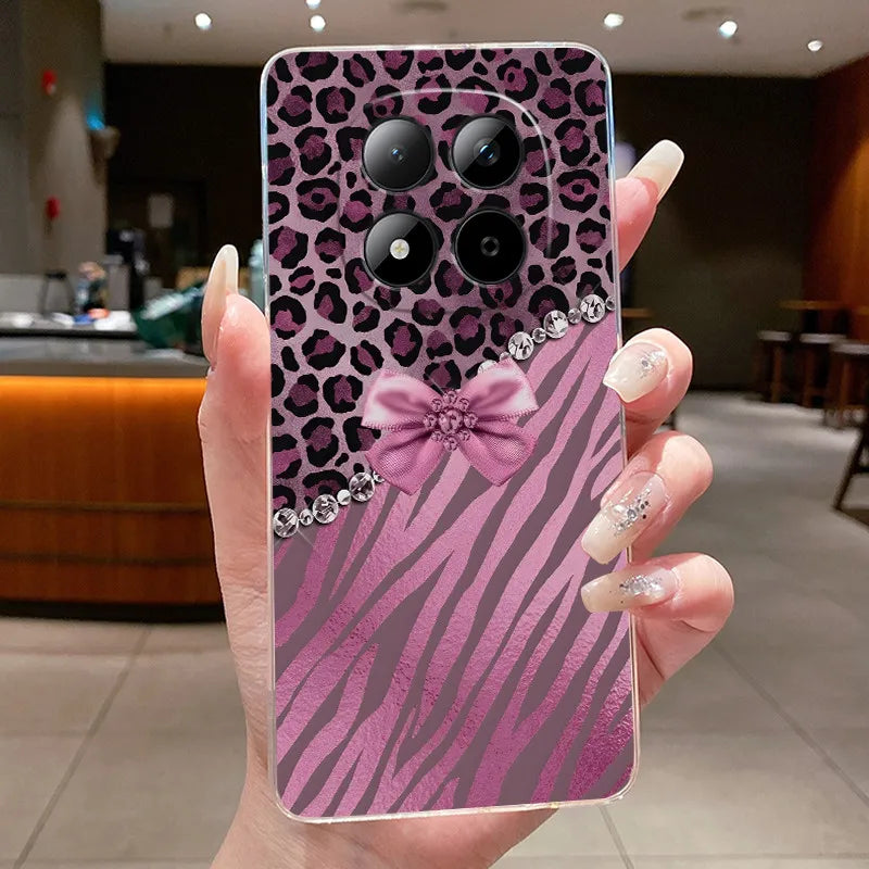 Funda para Teléfono Xiaomi Redmi Note 15 Pro 4G, Carcasa Protectora con Diseño de Lazo de Mariposa, Transparente, de Silicona TPU Suave