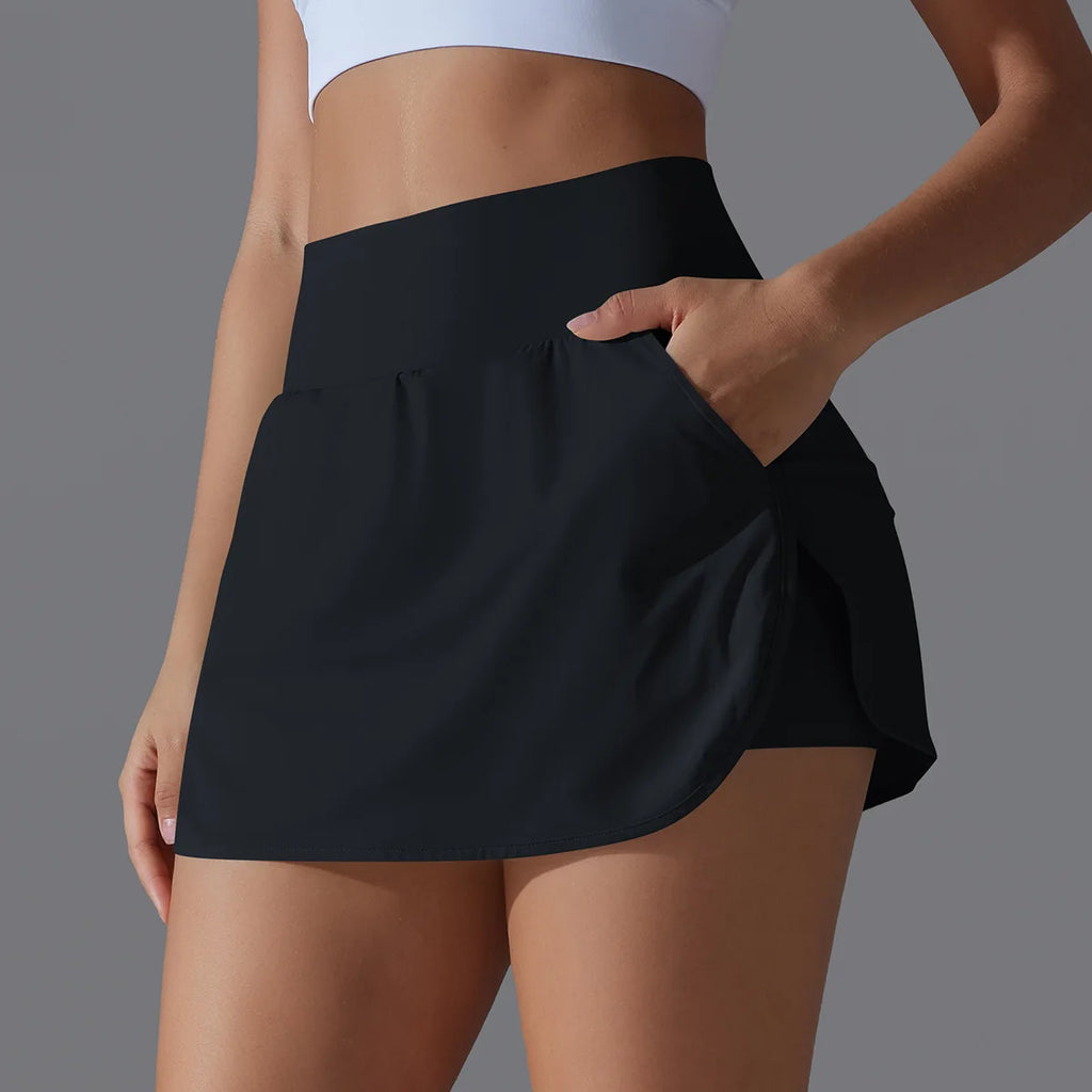 Falda de tenis para mujer con bolsillos, pantalones cortos, faldas atléticas para Yoga, faldas deportivas transpirables para bádminton y Golf, faldas deportivas para entrenamiento