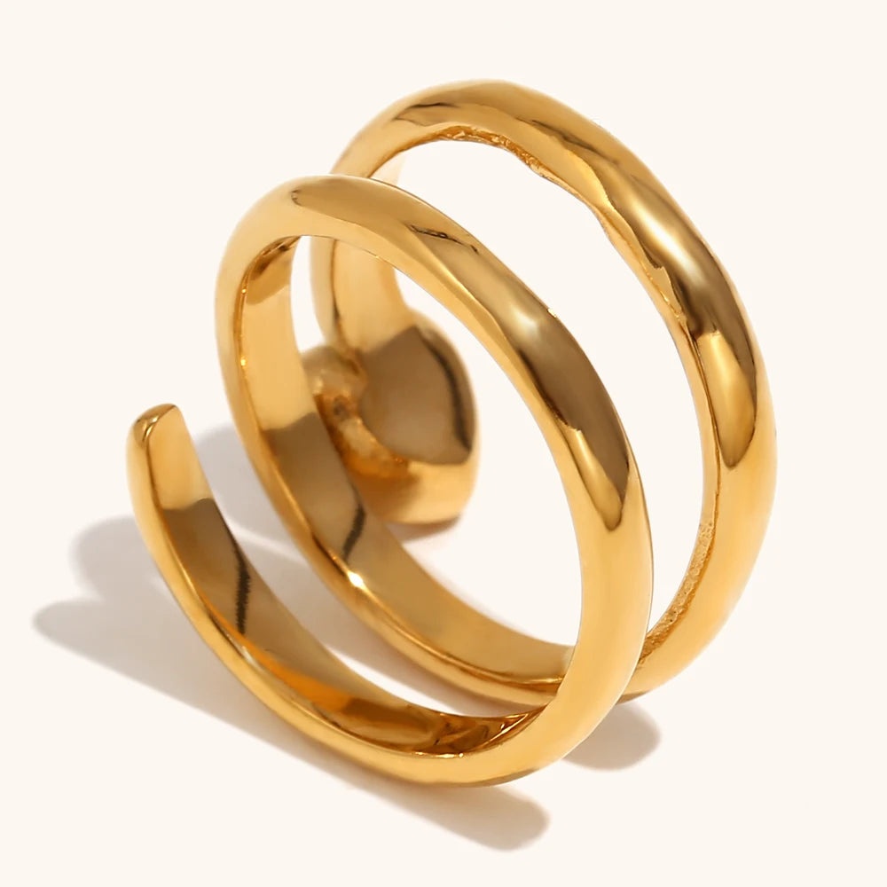 La. Muses Anillo de mujer de acero inoxidable con circonita de amor con cabeza de serpiente de doble capa, regalo de joyería de moda Simple