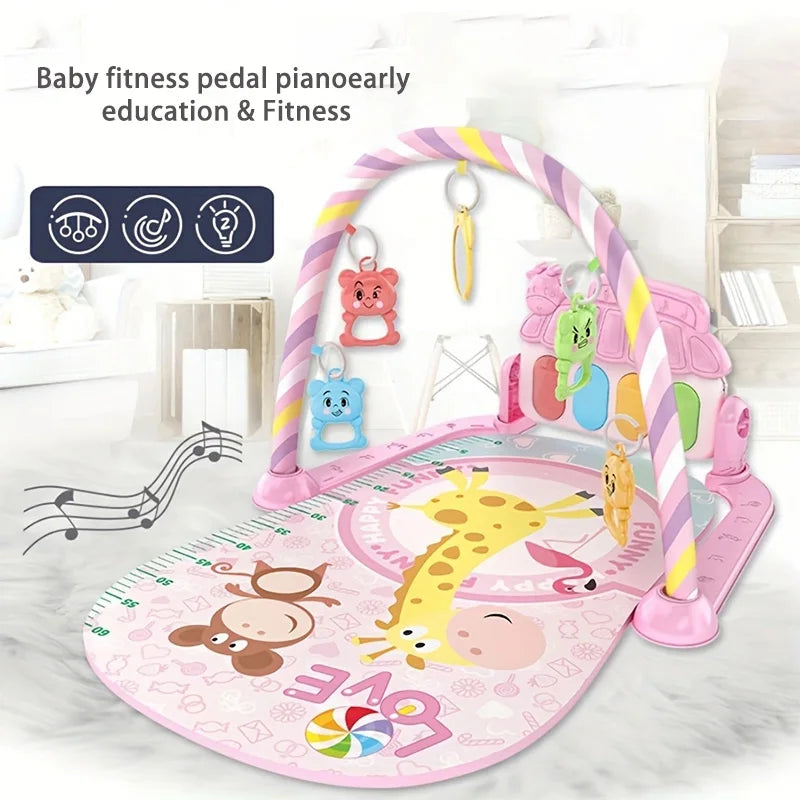 Juguete de soporte de fitness para bebé, música para bebé recién nacido, piano de pedal, estera para gatear, juguete para bebé