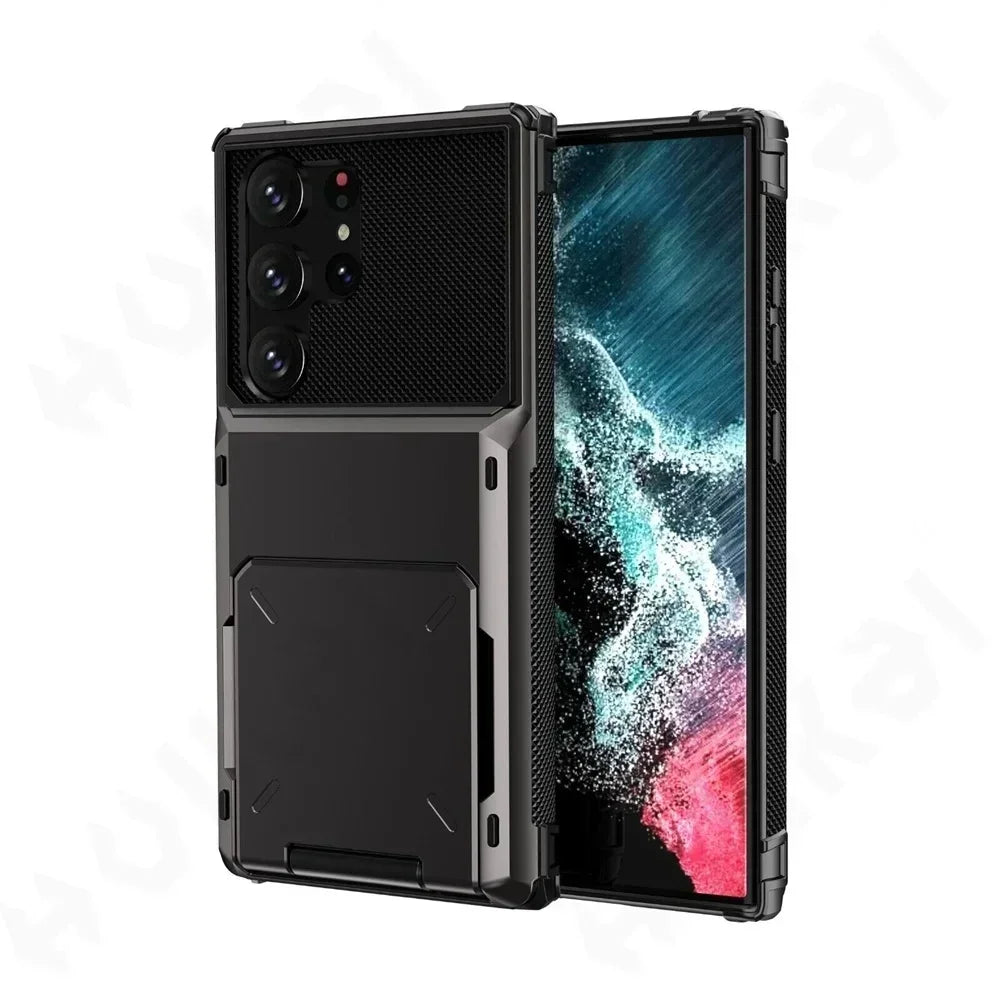 Funda con Tarjetero para Samsung Galaxy S26 Ultra S25 S24 S23 S25 FE A17 A56 A37, Funda Protectora Resistente con Ranura Oculta para Tarjetas