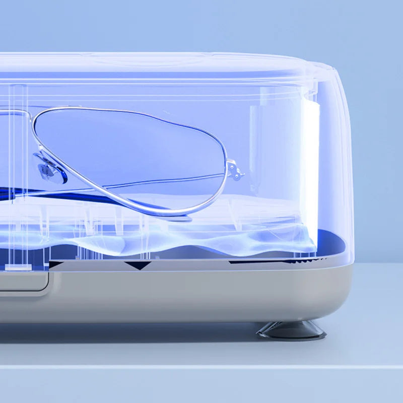 Limpiador Ultrasónico de Gafas de 48KHz de Alta Frecuencia, Limpiador de Lentes Automático con Luz Azul USB, Máquina de Limpieza de Joyas para el Hogar