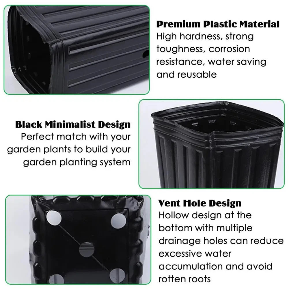Semilla de plantas cuadrada alta, taza para plantar, maceta de plástico para vivero profundo, contenedor para plantas y flores, bolsas para cultivo de trasplante de jardín