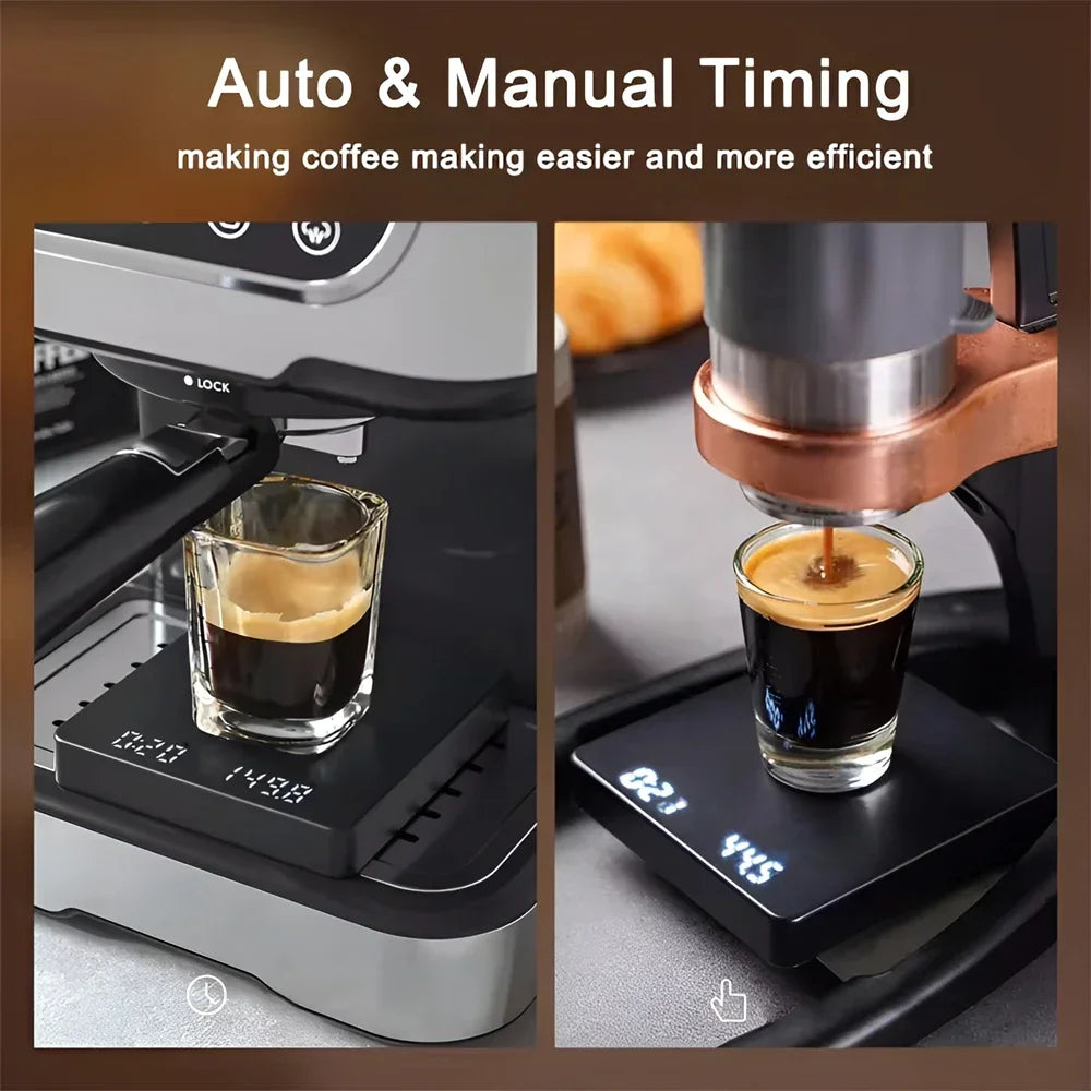1 Juego de báscula de café electrónica con almohadilla de silicona báscula de café Digital con temporizador pantalla LED carga USB uso en cafetería en casa buen regalo