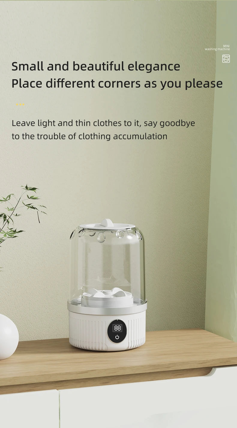 Mini lavadora eléctrica para el hogar, ropa interior, calcetines, pequeña lavadora con carga inalámbrica, lavadora de ropa para mascotas