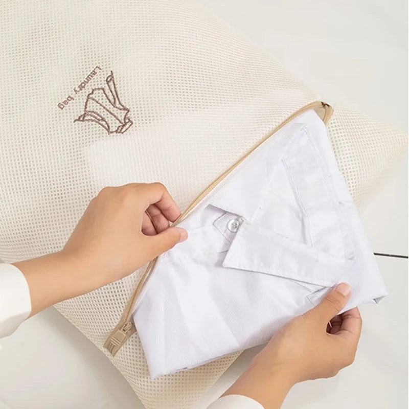 Juego de 7 Bolsas de Lavandería con Bordado Grueso, Bolsa de Lavado de Malla Fina para Prendas Delicadas, Organizador de Ropa para el Hogar