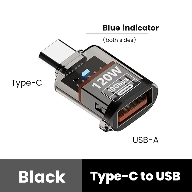 120W OTG USB 3,2 a tipo C adaptador USB hembra a tipo C macho adaptador de carga rápida OTG USB C para iPhone 15 16 Samsung Laptop PC