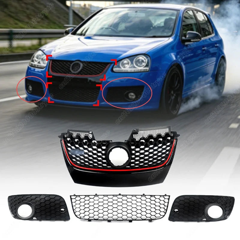 Para Volkswagen Golf MK5 Jetta GLI GTI 2006 2007 2008 2009 4 Uds parachoques delantero inferior Honeycomb malla rejilla modificación cuerpo Kit