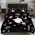 Juego de ropa de cama con estampado de fantasma para Halloween, sin núcleo, para dormitorio, sala de estar, dormitorio, varios tamaños, lavable a máquina, 3 uds.