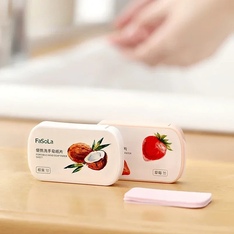 50-200 Piezas de Jabón de Papel Portátil Mini con Aroma a Fresa, Jabón de Manos Desechable, Jabón de Papel para el Cuidado de las Manos, Jabón de Limpieza, Artículos de Baño y Viaje