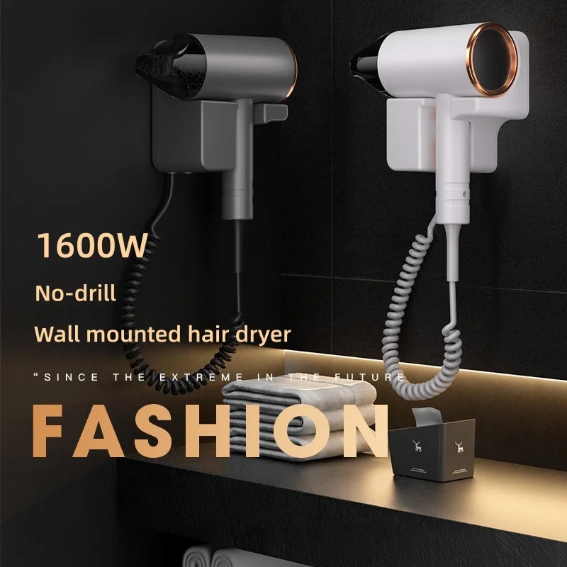 Nuevo Secador de Pelo Específico para Hoteles y Pensiones, 1600W de Alta Potencia, Secado Rápido, Montaje en Pared sin Perforaciones, Secador de Pelo Doméstico Tipo Cilindro