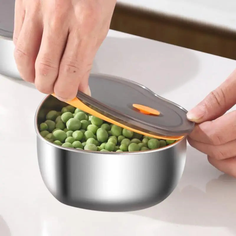 Organizadores de alimentos de cocina en forma de amor con tapas, caja de almacenamiento de acero inoxidable 410, accesorios de cocina a prueba de fugas de gran capacidad