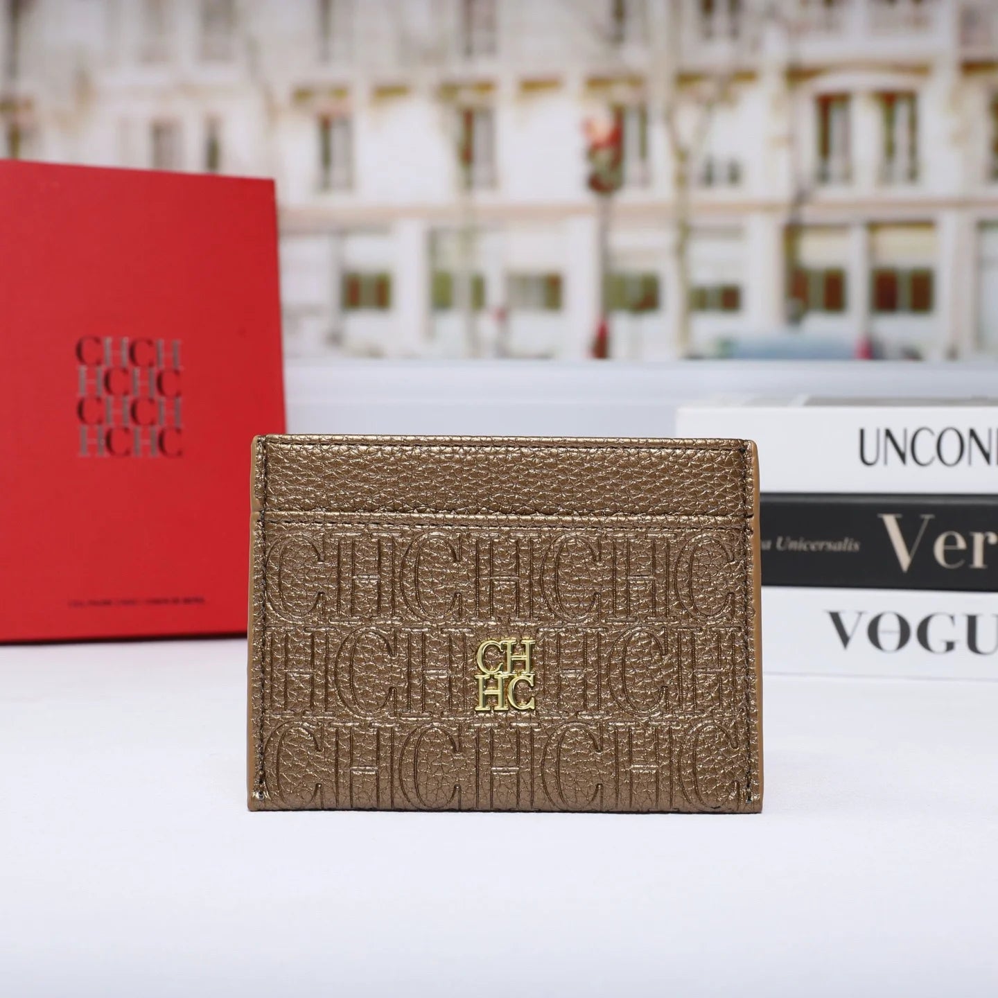 Cartera Clásica de Moda para Hombre y Mujer, Diseño de Letras con Textura Genuina, Clip para Tarjetas, Empaque Simple CH