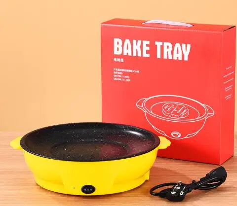 Parrilla eléctrica multifuncional para barbacoa, Mini bandeja cuadrada para hornear eléctrica de 26cm, Wok eléctrico para panqueques y carne, bandeja para freír de cocina