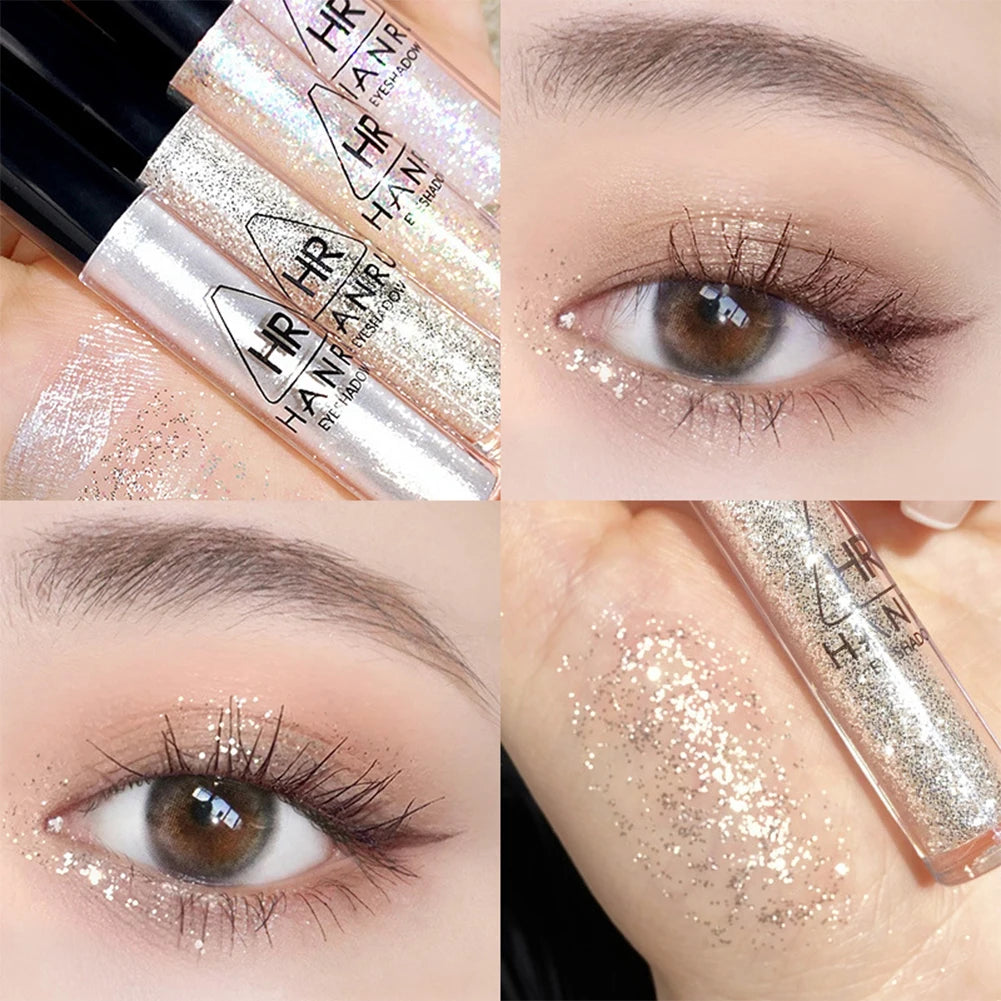 Sombra de ojos fina perlada, líquido brillante, maquillaje de ojos resistente al agua, brillo líquido perlado
