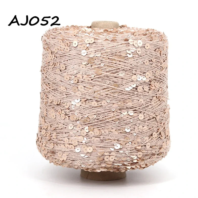 Cooamuu-Hilo de lentejuelas de algodón de lujo, hilo para tejer a mano, 500G/bobina, 3MM + 6MM, accesorios de lentejuelas