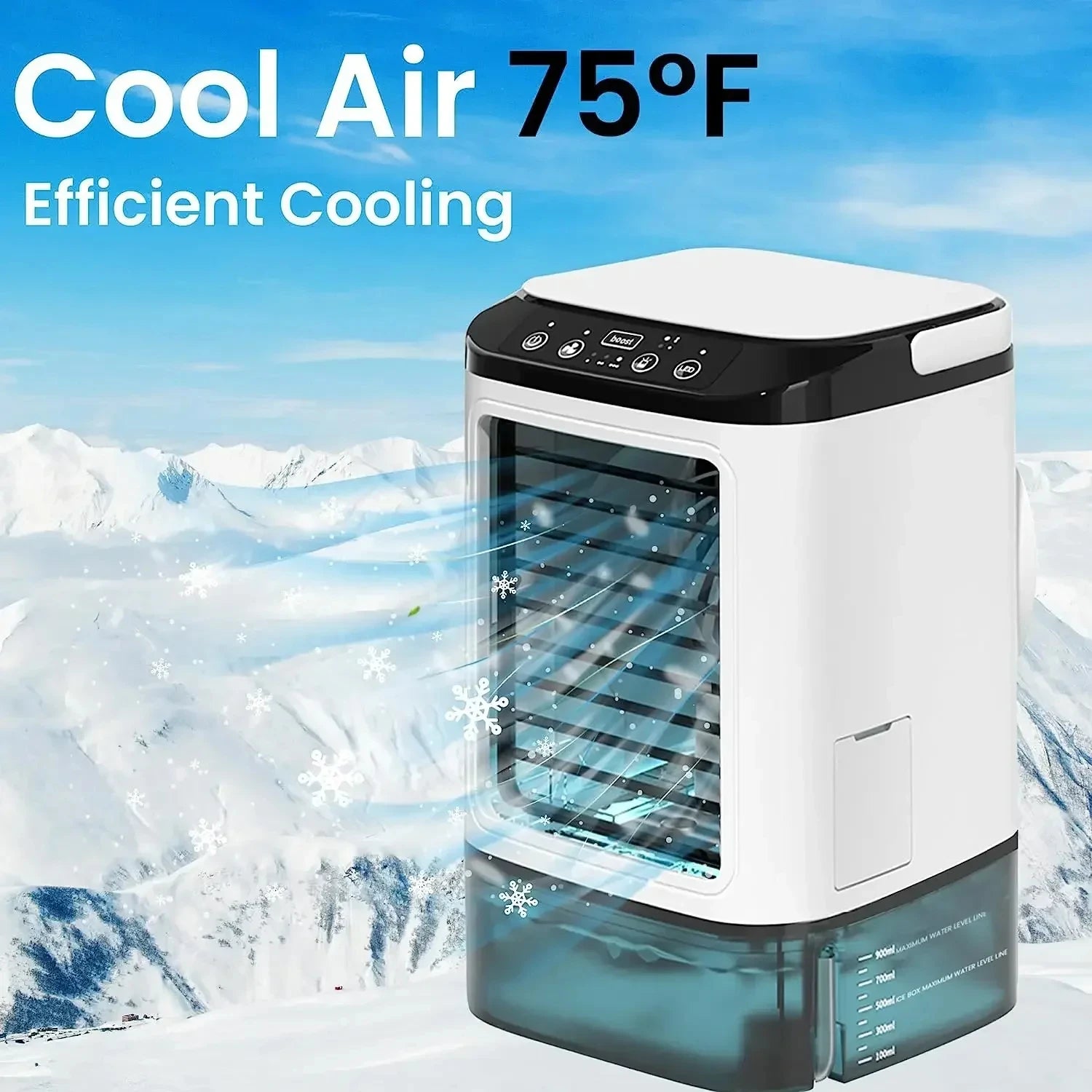 Ventilador Portátil con Aire Acondicionado HOMEFISH, Ventilador de Escritorio con Doble Pulverización Ultrasónica, 3 Velocidades, Silencioso, Enfriador de Aire, Luz Nocturna, Ventilador Eléctrico