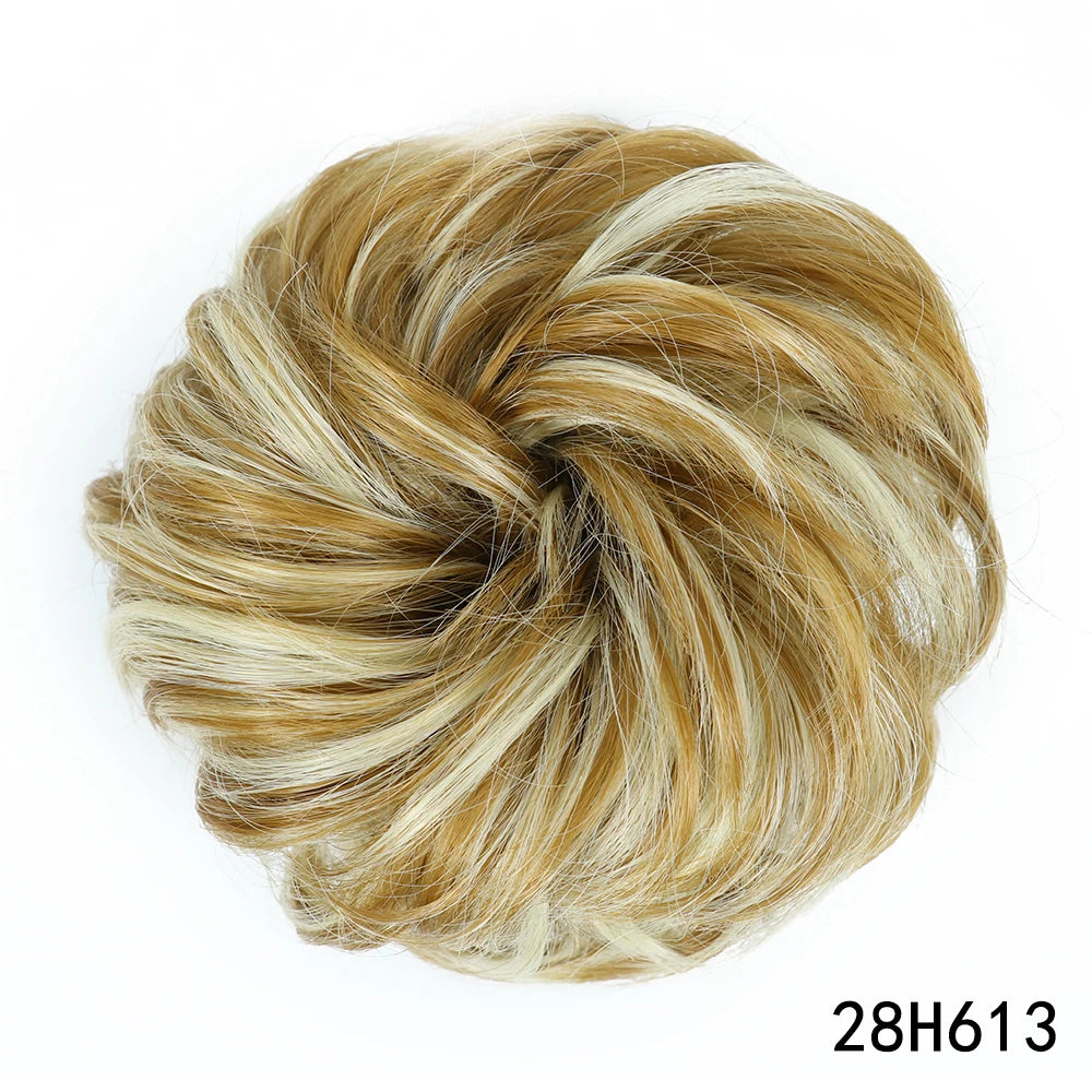 AZQUEEN moño de pelo sintético moño Natural gris desordenado banda para el cabello rizado elástico Scrunchy piezas de cabello falso para mujeres horquillas
