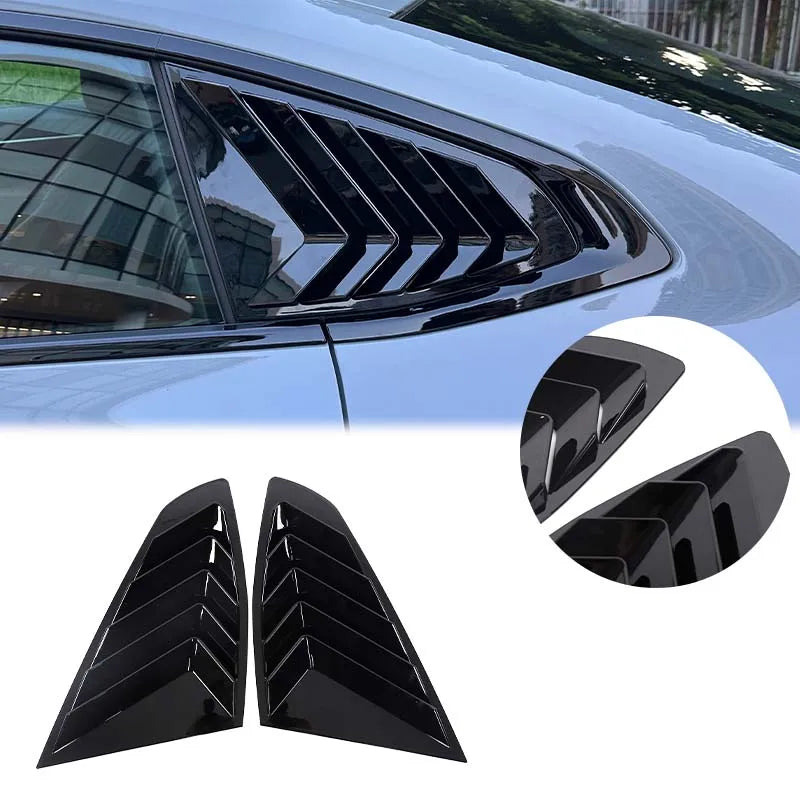 WoeFor 2020-2024 BMW Serie 4/i4 G22 persianas triangulares traseras ABS negro piano, accesorios de modificación exterior para coche, juego de 2 piezas
