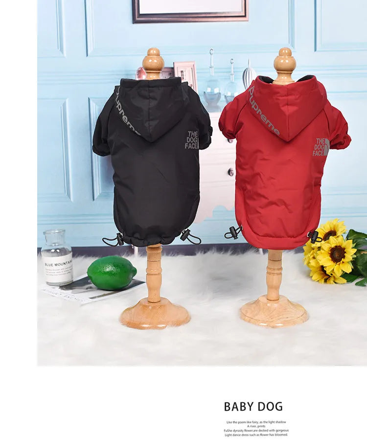 Ropa reflectante para mascotas, abrigo cálido impermeable para perros, chaqueta con capucha de algodón, cara de perro, ropa para perros pequeños, otoño e invierno