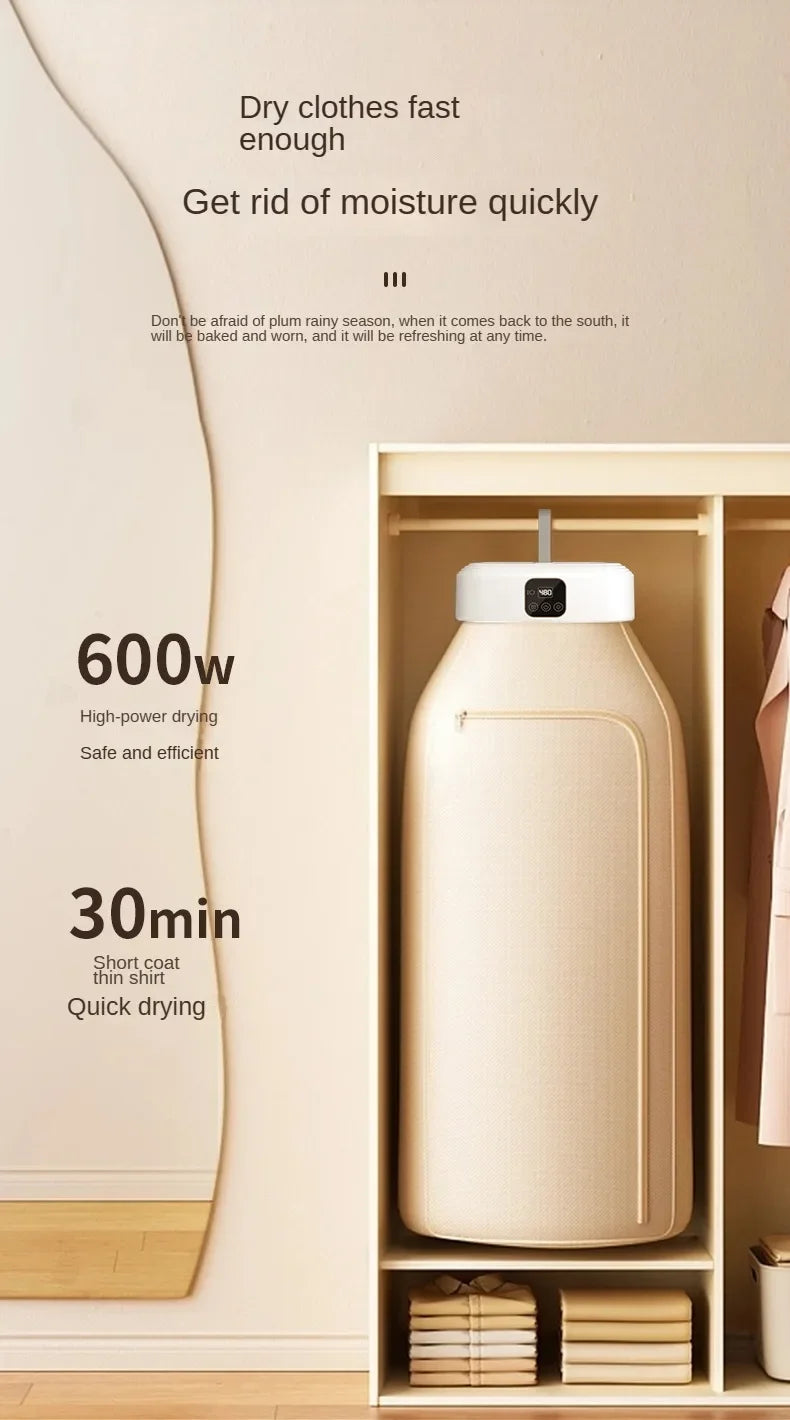 Nuevo Secador de Ropa Portátil Eléctrico, Secador de Ropa Portátil de Secado Rápido, Armario Doméstico con Bolsa de Secado, Accesorios de Invierno