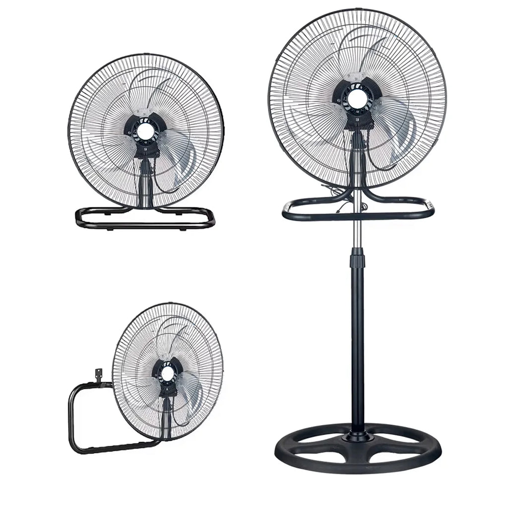 Ventilador Negro 3 en 1 con 3 Aspas Metálicas, 18 Velocidades, Oscilación y Velocidad Regular   Ventilador Silencioso de Bajo Consumo con Temporizador y Programación Ajustable