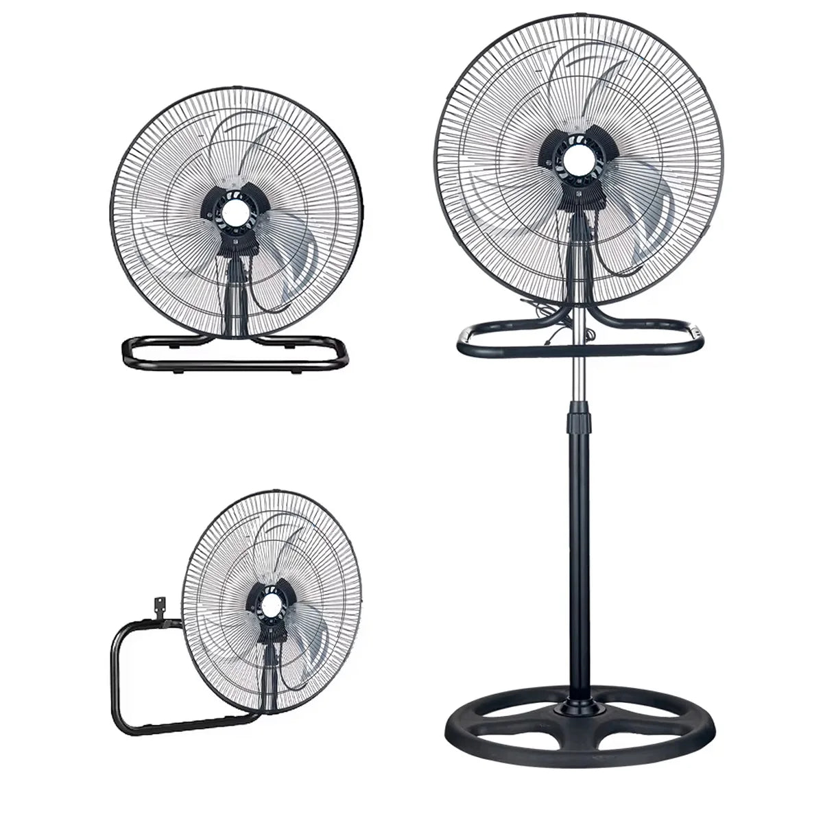 Ventilador Negro 3 en 1 con 3 Aspas Metálicas, 18 Velocidades, Oscilación y Velocidad Regular   Ventilador Silencioso de Bajo Consumo con Temporizador y Programación Ajustable