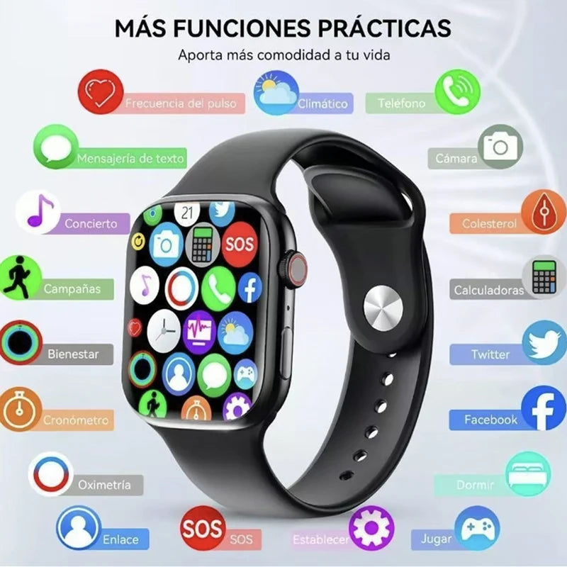 Reloj Inteligente Deportivo con Monitoreo de Salud - Oxígeno en Sangre, Ritmo Cardíaco, Modos Deportivos y Notificaciones Smart para Android e iOSReloj Inteligente Deportivo con Monitoreo de Salud - Oxígeno en Sangre,